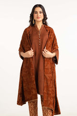 Dyed Acrylic Viscose Embelished Shirt With Velvet Jacquard Shawl GLM-23-57