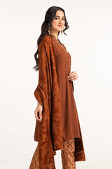 Dyed Acrylic Viscose Embelished Shirt With Velvet Jacquard Shawl GLM-23-57