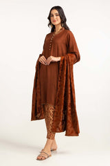 Dyed Acrylic Viscose Embelished Shirt With Velvet Jacquard Shawl GLM-23-57