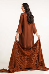 Dyed Acrylic Viscose Embelished Shirt With Velvet Jacquard Shawl GLM-23-57