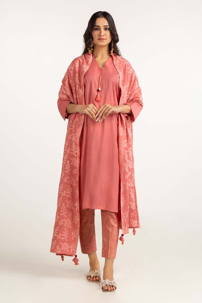 Dyed Acrylic Viscose Shirt With Yarn Dyed Velvet Dupatta GLM-23-58