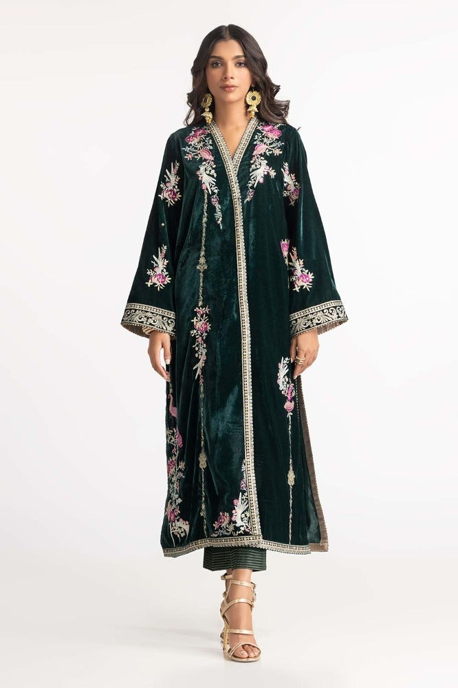 Dyed Velvet Embroidered Shirt With Trouser GLM-23-68