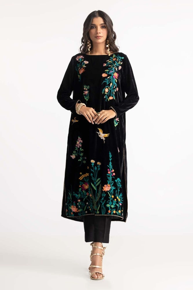Dyed Velvet Embroidered Shirt With Trouser GLM-23-69