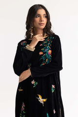 Dyed Velvet Embroidered Shirt With Trouser GLM-23-69