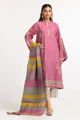 Dyed Screen Print Cotton Net Shirt With Yarn Dyed Dupatta GLM-23-75