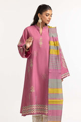 Dyed Screen Print Cotton Net Shirt With Yarn Dyed Dupatta GLM-23-75