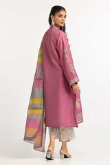 Dyed Screen Print Cotton Net Shirt With Yarn Dyed Dupatta GLM-23-75