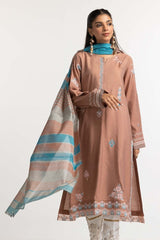 Dyed Screen Print Cotton Net Shirt With Yarn Dyed Dupatta GLM-23-76
