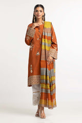Dyed Screen Print Cotton Net Shirt With Yarn Dyed Dupatta GLM-23-77