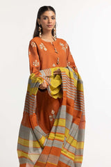 Dyed Screen Print Cotton Net Shirt With Yarn Dyed Dupatta GLM-23-77