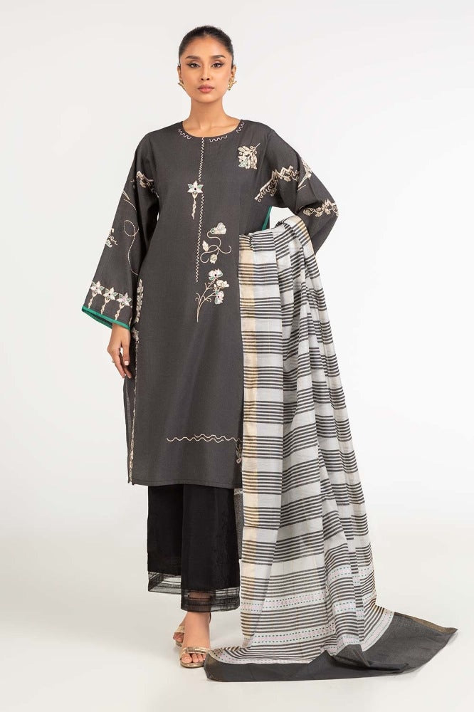 Dyed Screen Print Cotton Net Shirt With Yarn Dyed Dupatta GLM-23-78