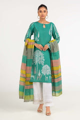 Dyed Screen Print Cotton Net Shirt With Yarn Dyed Dupatta GLM-23-79