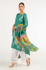 Dyed Screen Print Cotton Net Shirt With Yarn Dyed Dupatta GLM-23-79
