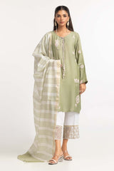 Dyed Screen Print Cotton Net Shirt With Yarn Dyed Dupatta GLM-23-80