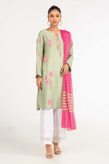 Dyed Screen Print Cotton Net Shirt With Yarn Dyed Dupatta GLM-23-81