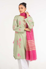 Dyed Screen Print Cotton Net Shirt With Yarn Dyed Dupatta GLM-23-81