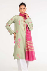Dyed Screen Print Cotton Net Shirt With Yarn Dyed Dupatta GLM-23-81