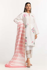 Dyed Screen Print Cotton Net Shirt With Yarn Dyed Dupatta GLM-23-82