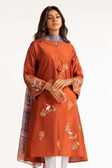 Dyed Embroidered Cotton Net Shirt With Dupatta GLM-23-91