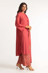 Dyed Acrylic Viscose Shirt With Velvet Jacquard Shawl GLM-23-62