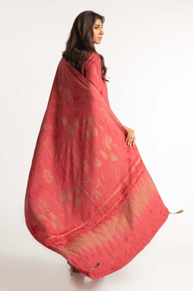 Dyed Acrylic Viscose Shirt With Velvet Jacquard Shawl GLM-23-62
