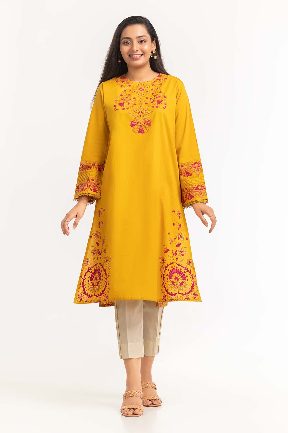 1 Piece Dyed Cambric Screen Printed Kurti GLS-23-110