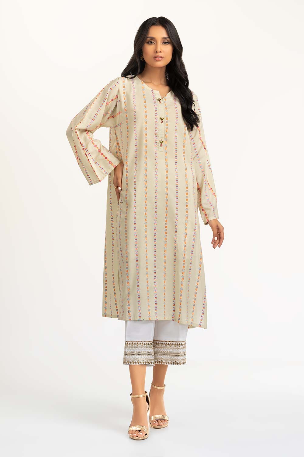 Dyed Cotton Silk Screen Print Kurti GLS-23-119