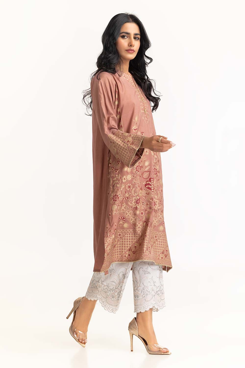 Dyed Cotton Silk Screen Printed Kurti GLS-23-120