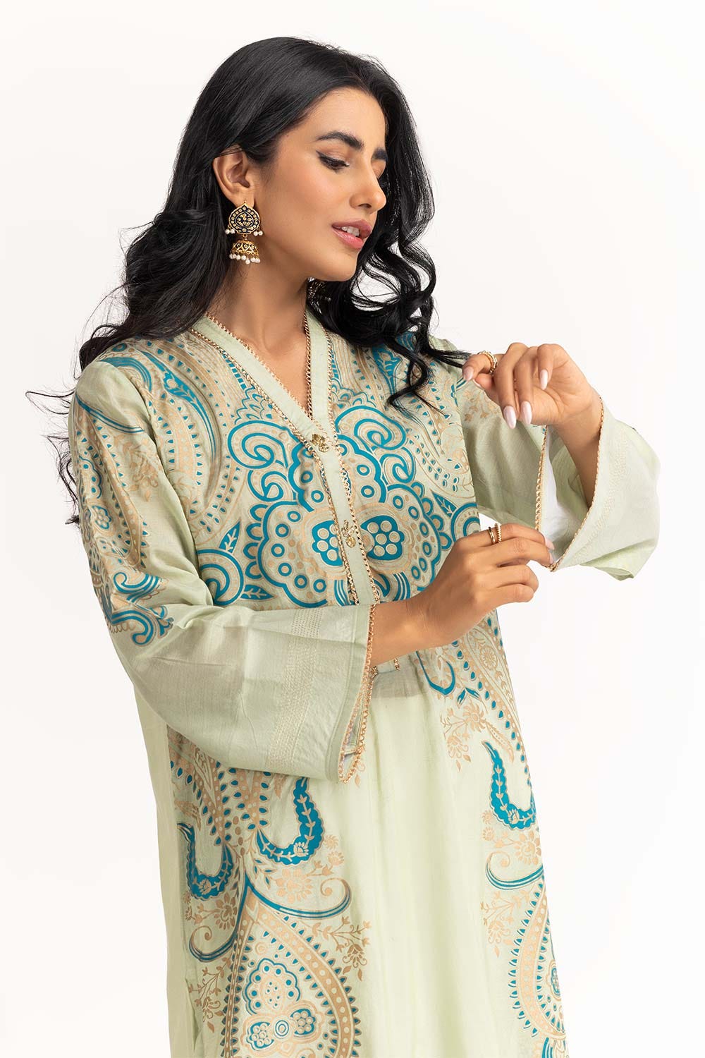 Dyed Cotton Silk Screen Printed Kurti GLS-23-121