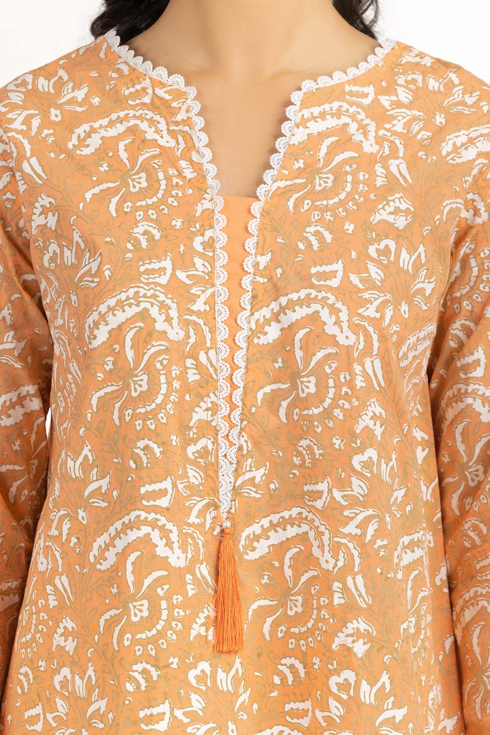 Dyed Cambric Screen Printed Embelished Shirt GLS-23-202
