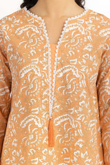 Dyed Cambric Screen Printed Embelished Shirt GLS-23-202
