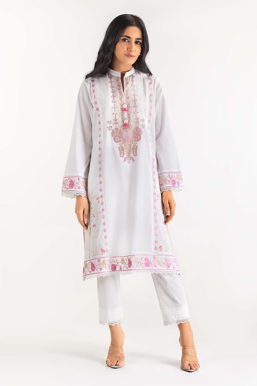 Screen  Printed Cambric Embroidered Shirt GLS-23-207