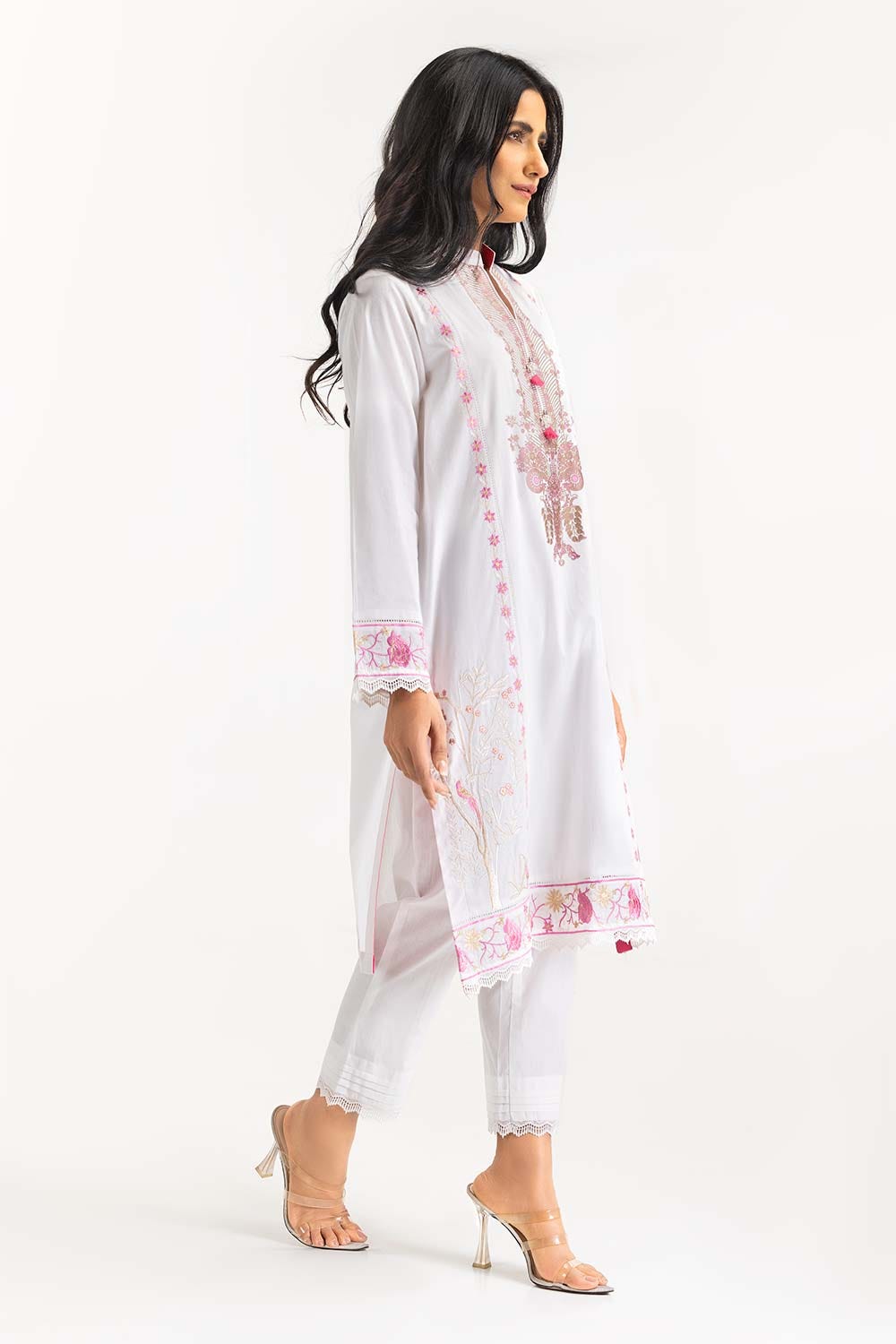 Screen  Printed Cambric Embroidered Shirt GLS-23-207