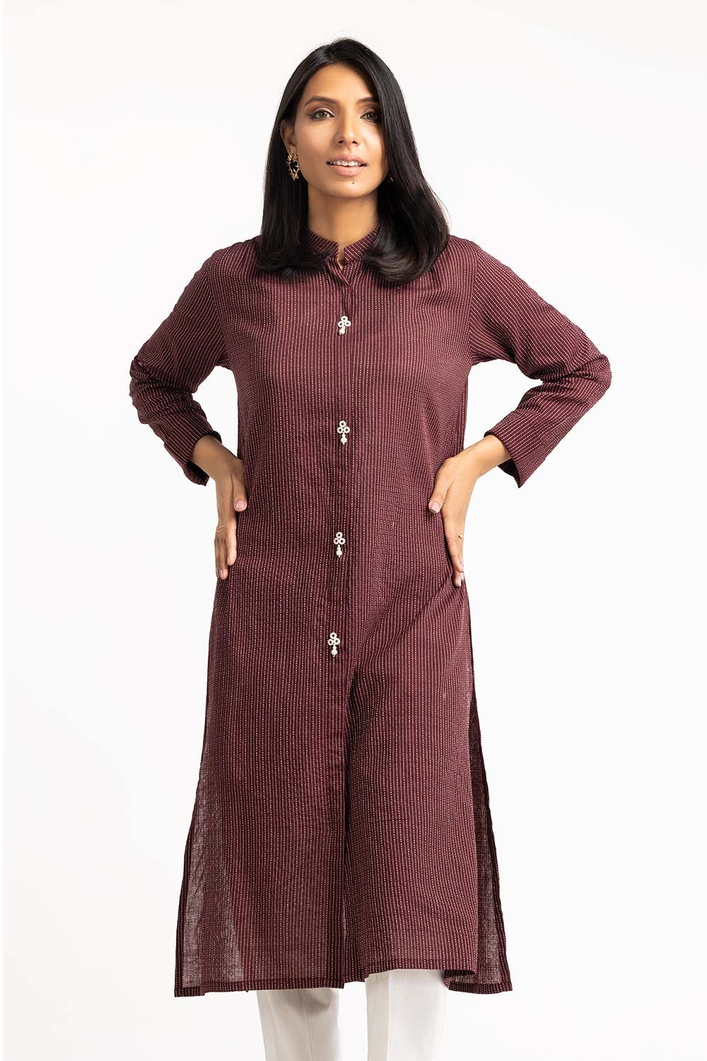 Cotton Stripes Embellished Shirt GLS-23-238