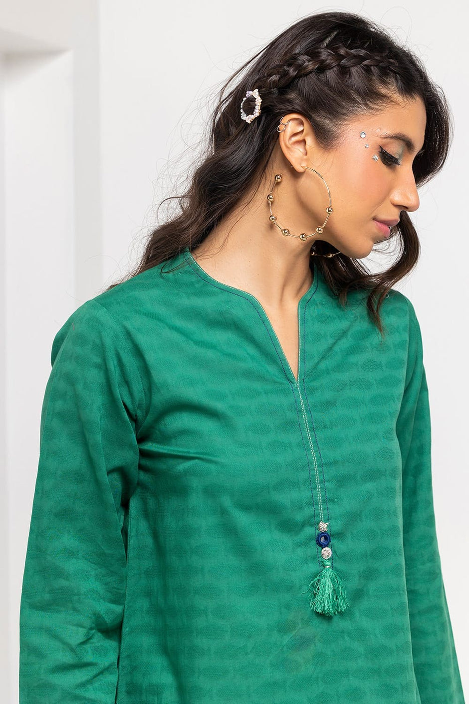 Dobby Dyed Embellished Shirt GLS-24-01