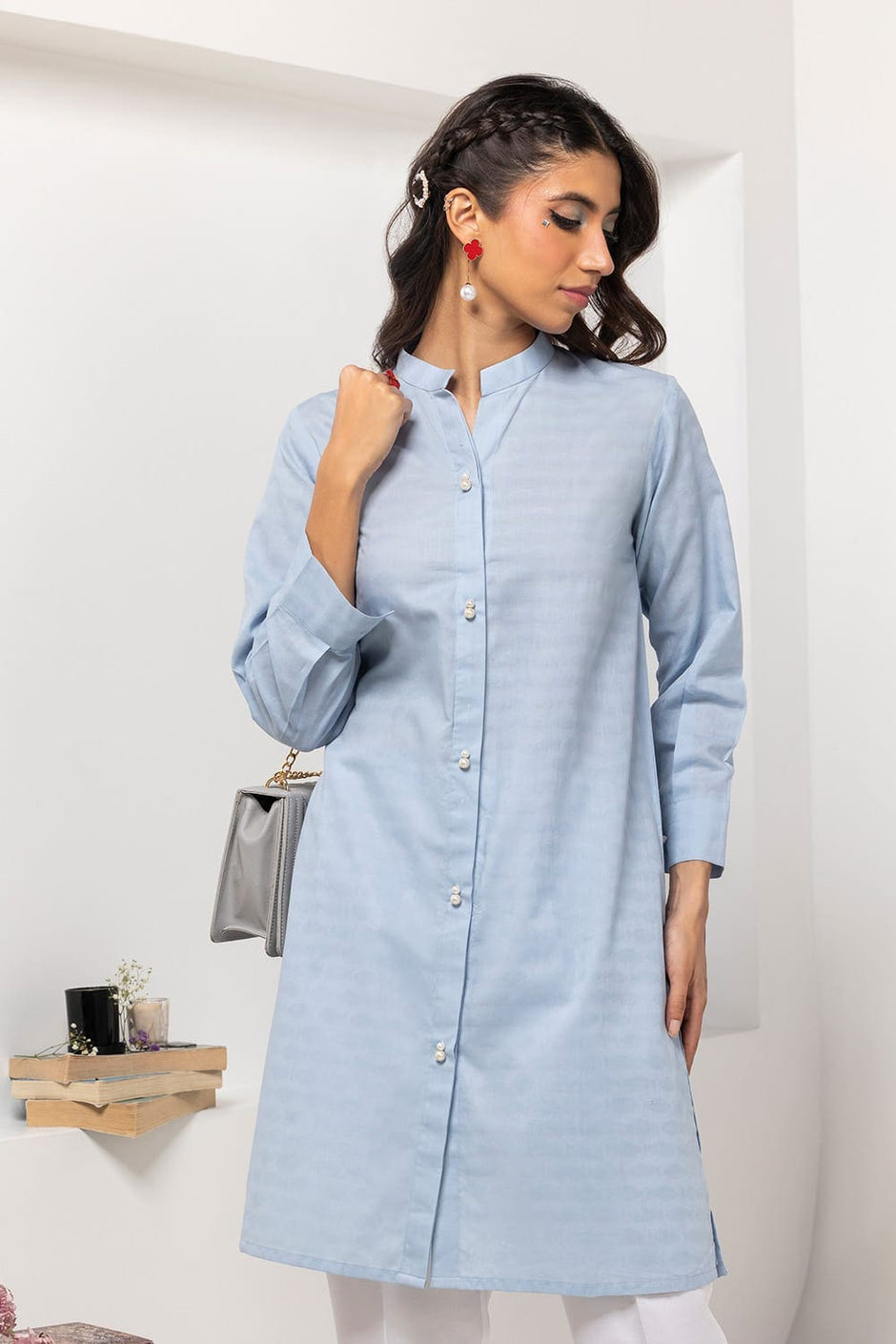 Dobby Dyed Embellished Shirt