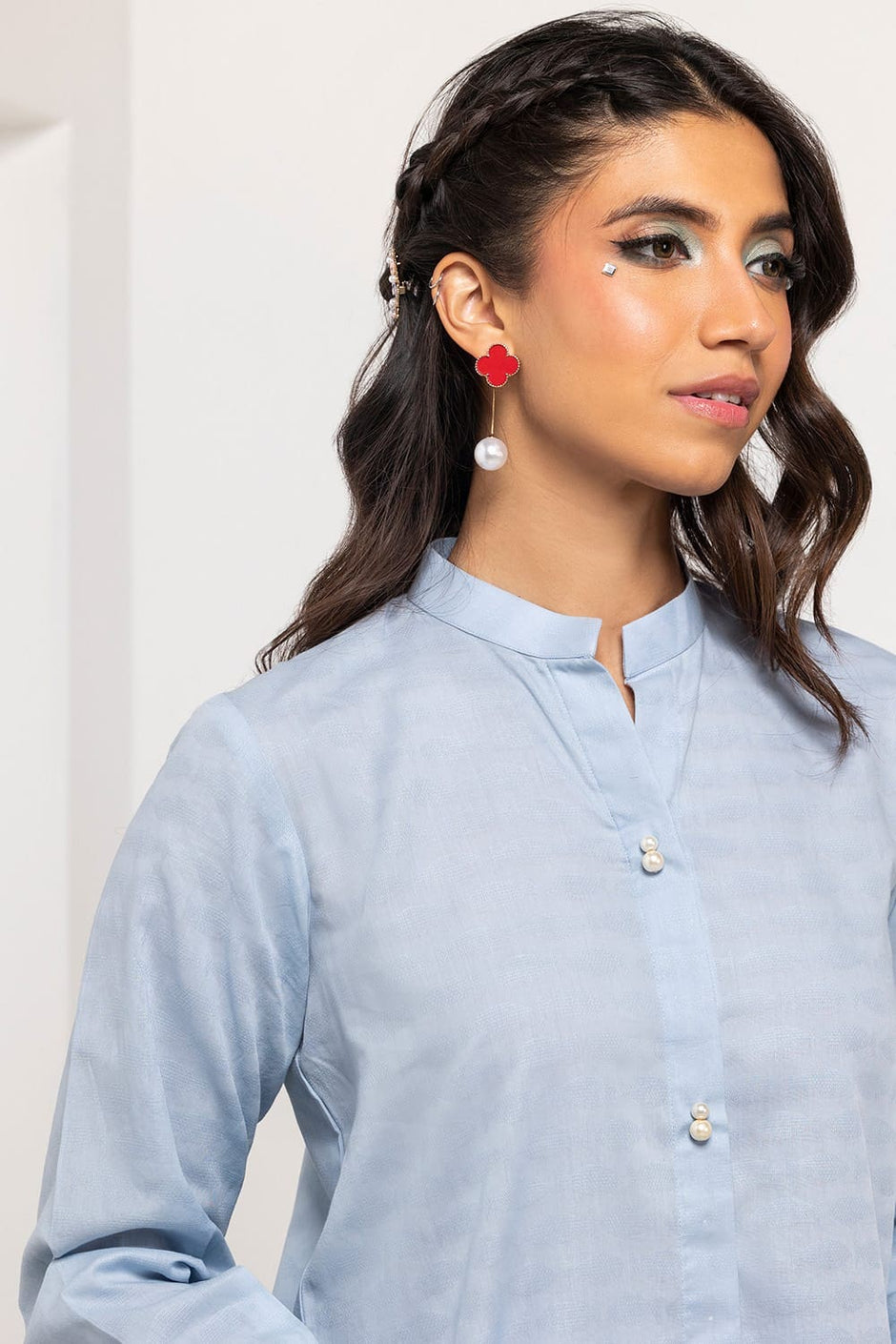 Dobby Dyed Embellished Shirt