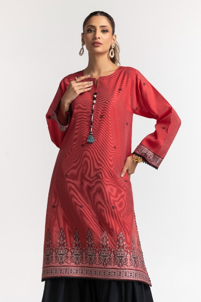 Dyed Khadi Jacquard Embroidered  Shirt GLS-24-13