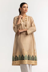 Dyed Khadi Jacquard Embroidered Shirt GLS-24-15
