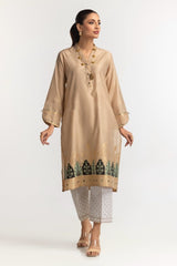 Dyed Khadi Jacquard Embroidered Shirt GLS-24-15