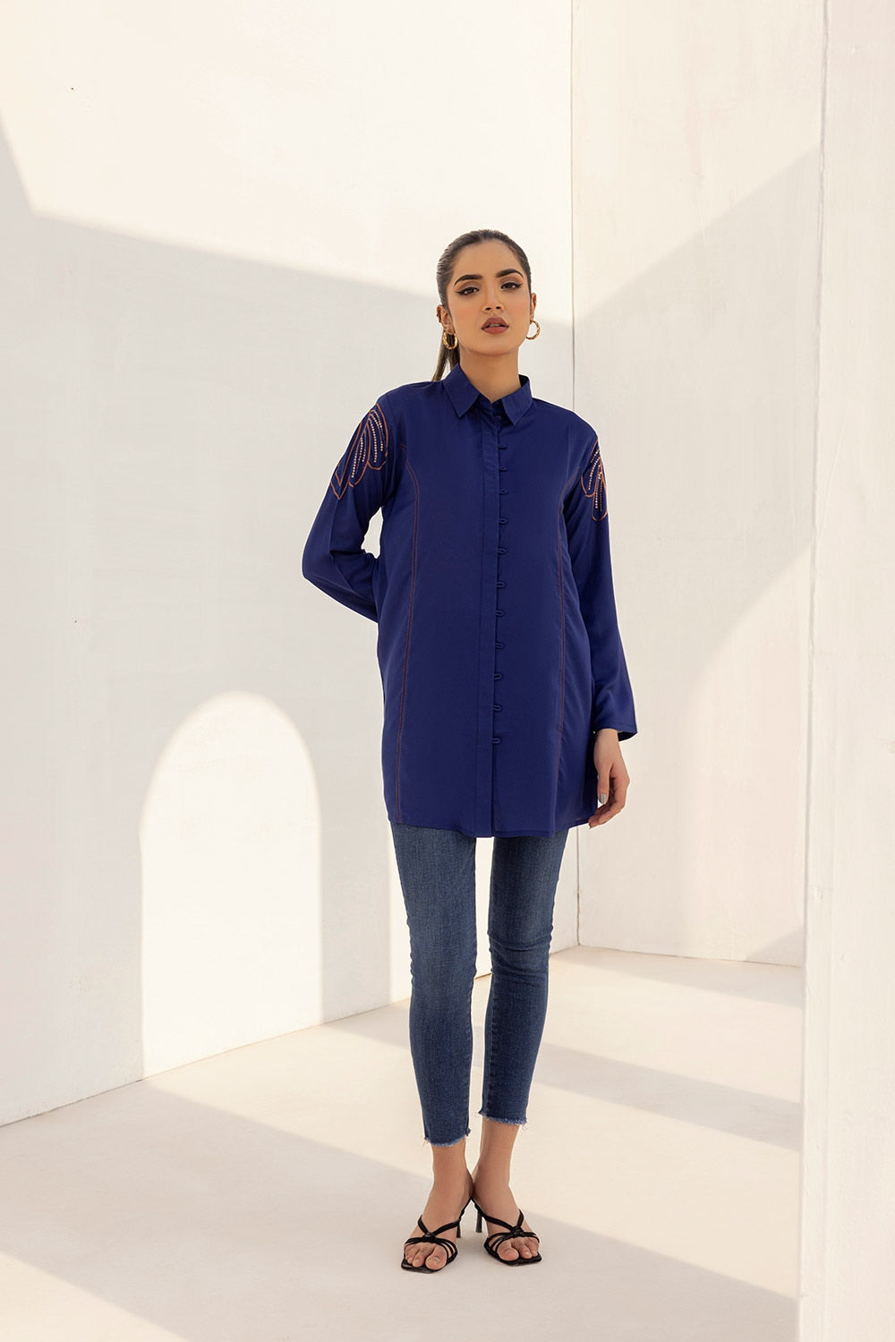 Dyed Georgette Embroidered Top