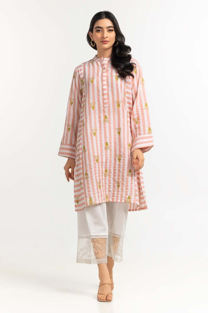 Dyed Cotton Yarn Screen Printed Shirt