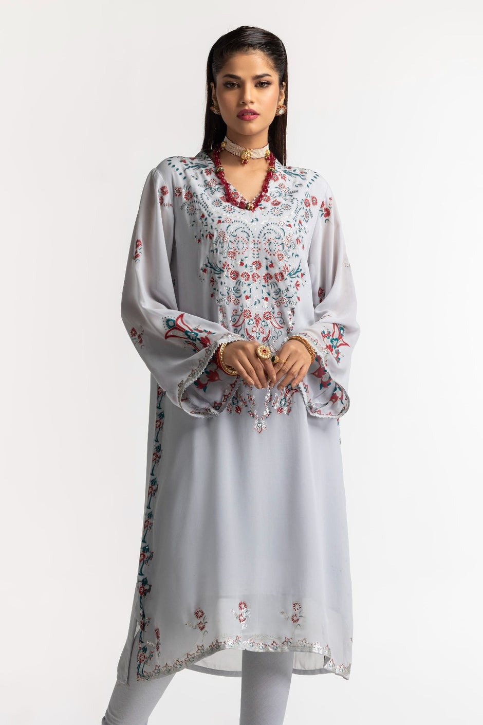 Dyed Foil Print Light Georgette Shirt