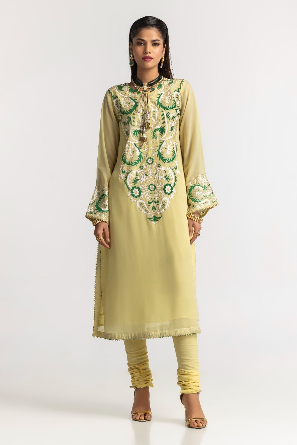 Dyed Foil Print Light Georgette Shirt GLS-24-36