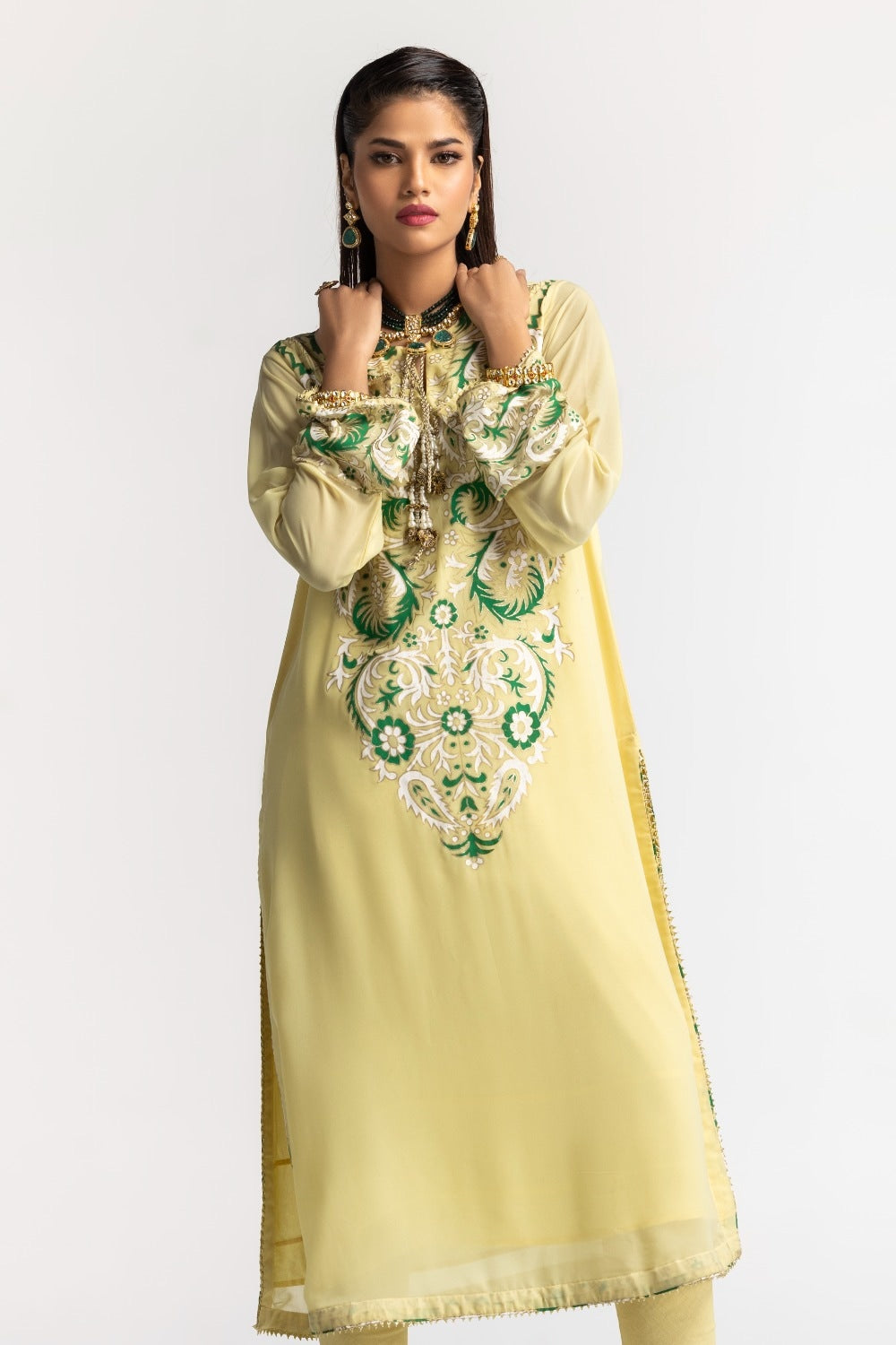 Dyed Foil Print Light Georgette Shirt GLS-24-36