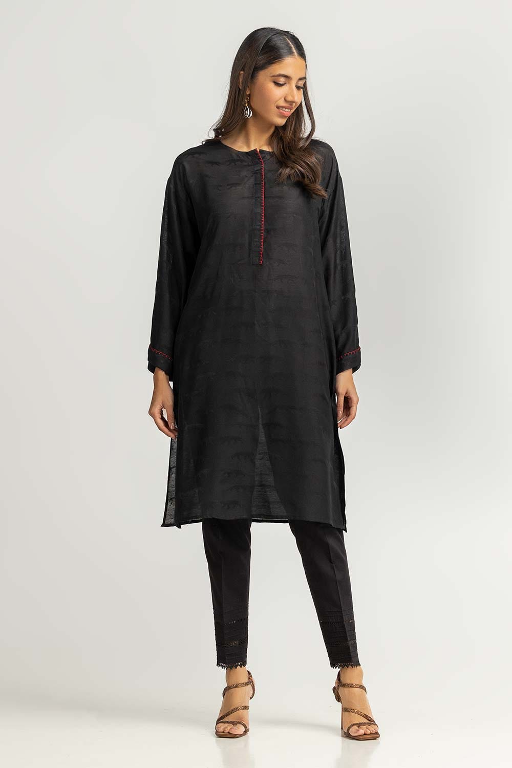Dyed Self Jacquard Embelished Shirt GLS-24-37
