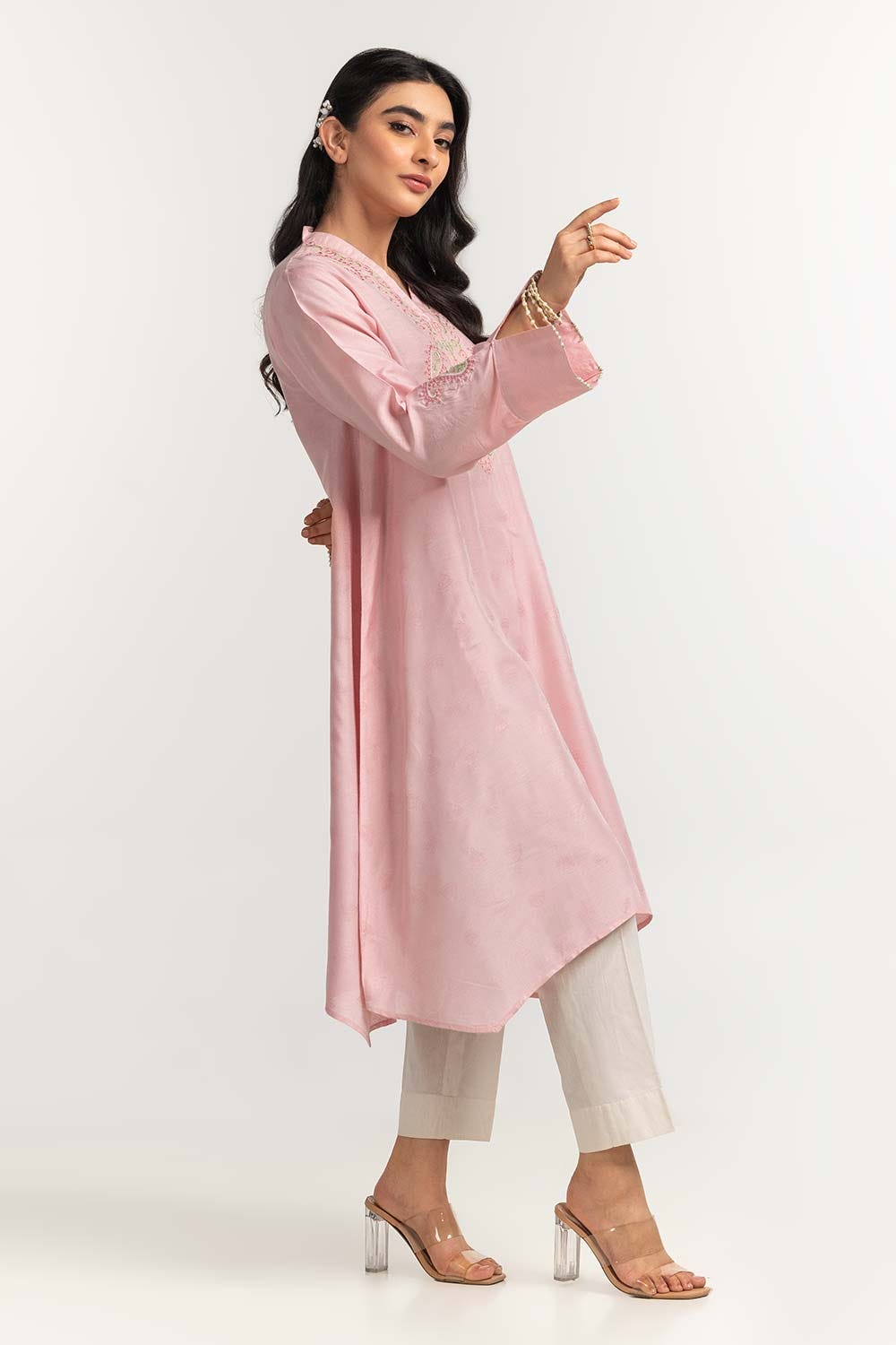 Dyed Self Jacquard Embroidered Shirt GLS-24-38