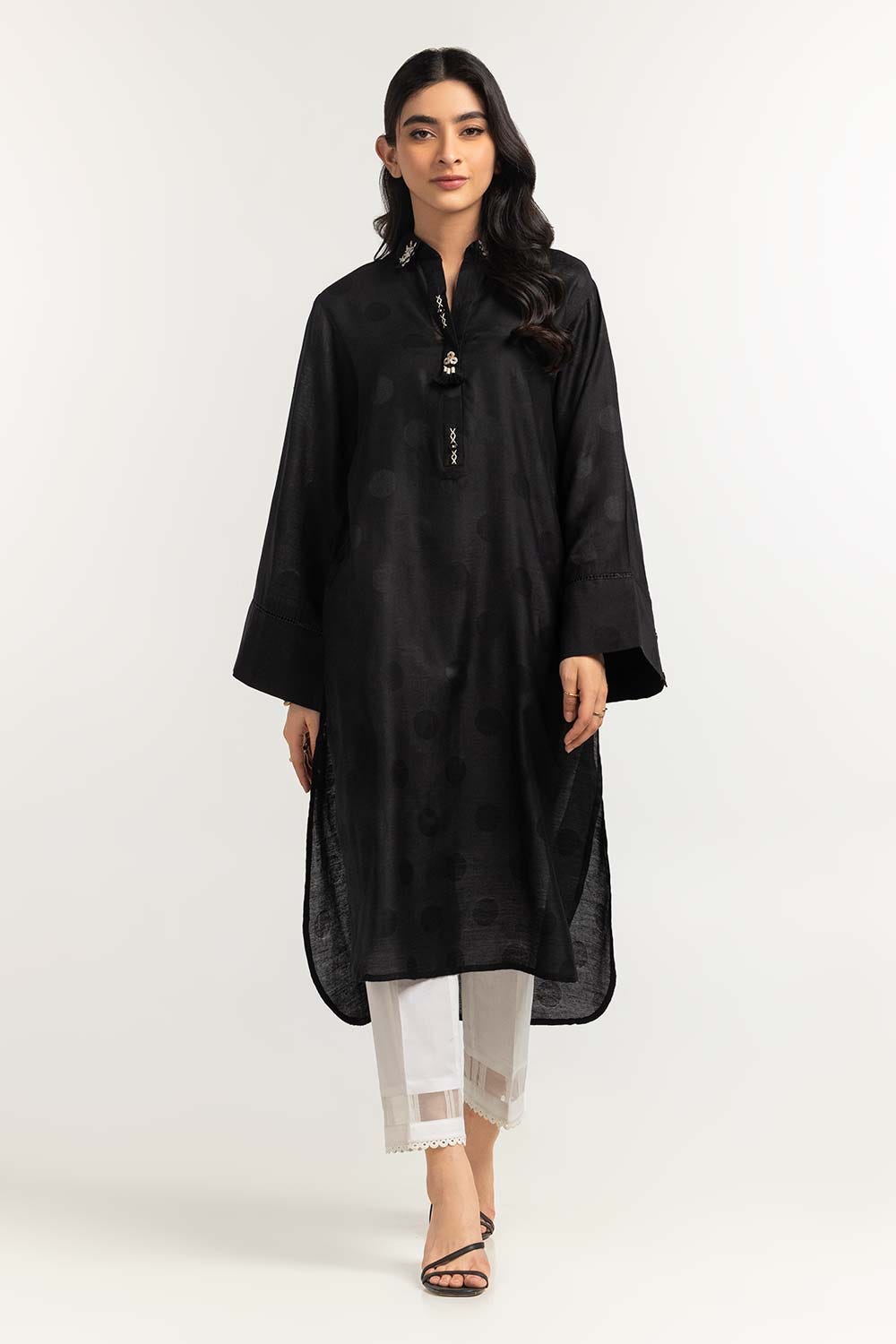 Dyed Self Jacquard Embelished Shirt GLS-24-39