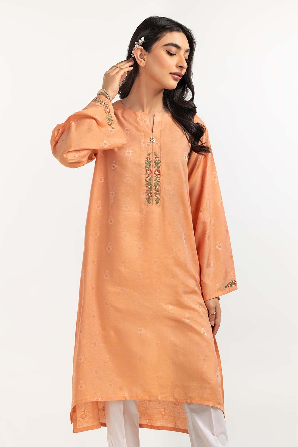 Dyed Self Jacquard Embroidered Shirt GLS-24-41