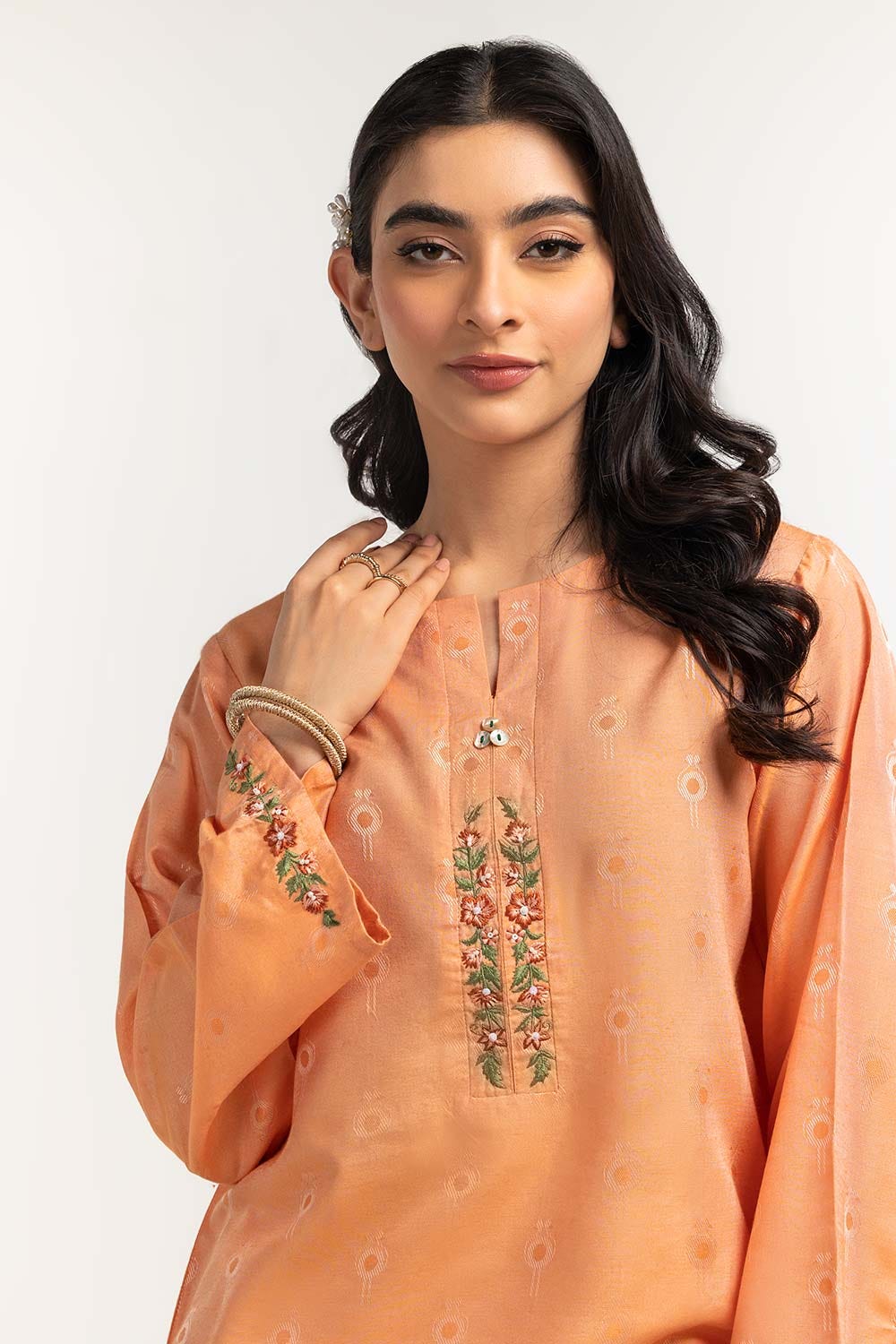 Dyed Self Jacquard Embroidered Shirt GLS-24-41